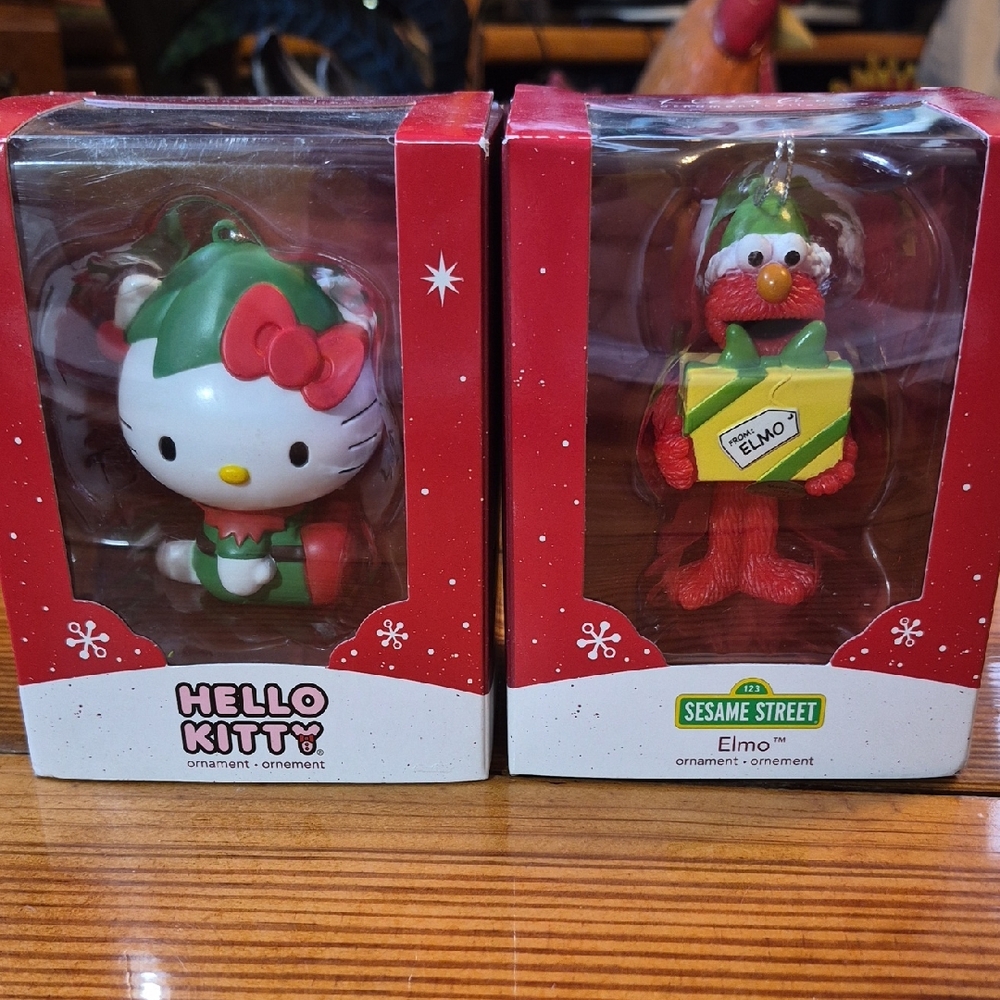 Heirloom American Greetings Hello Kitty and Elmo Ornaments